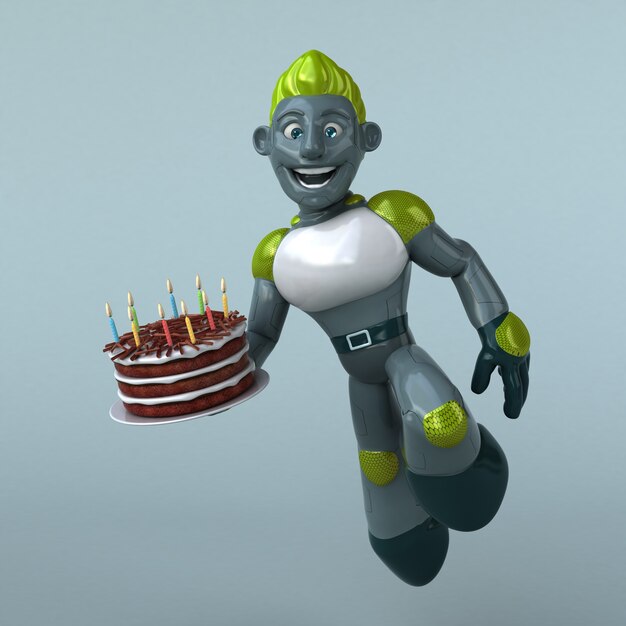 Ilustracja 3D zielony robot