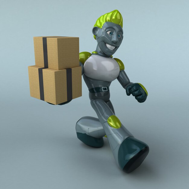 Ilustracja 3D zielony robot