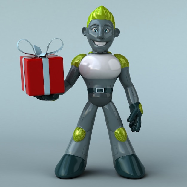 Ilustracja 3D zielony robot