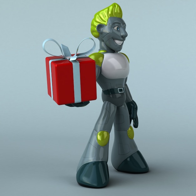 Ilustracja 3D zielony robot