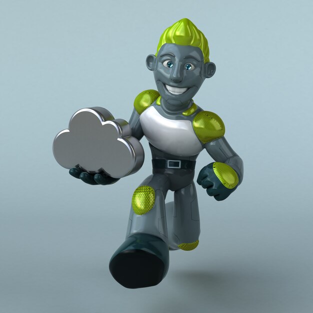 Ilustracja 3D zielony robot