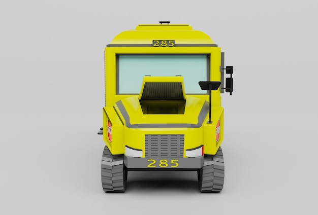 Ilustracja 3D Żółty autobus szkolny na białym tle