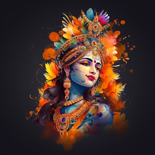 ilustracja abstrakcyjnego tła indyjskiego festiwalu Happy Janmashtami