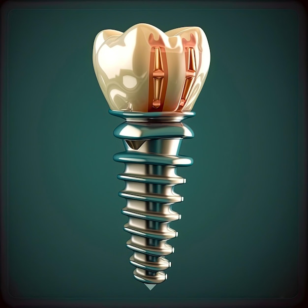 Ilustracja AI implantu zęba ze śrubą w dziąśle