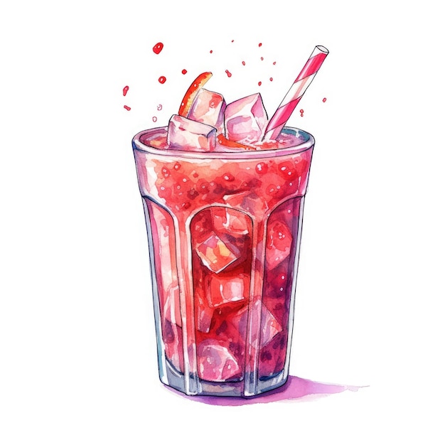 Ilustracja Akwarela Szczegółowa Śliczna Soda