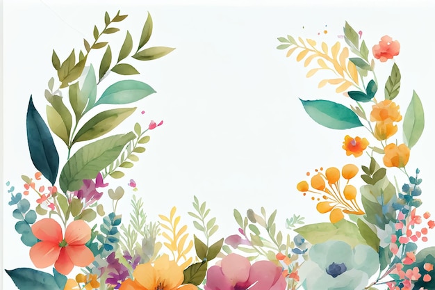 Ilustracja akwarela wiosna kwiat ramki z miejsca na tekst AI