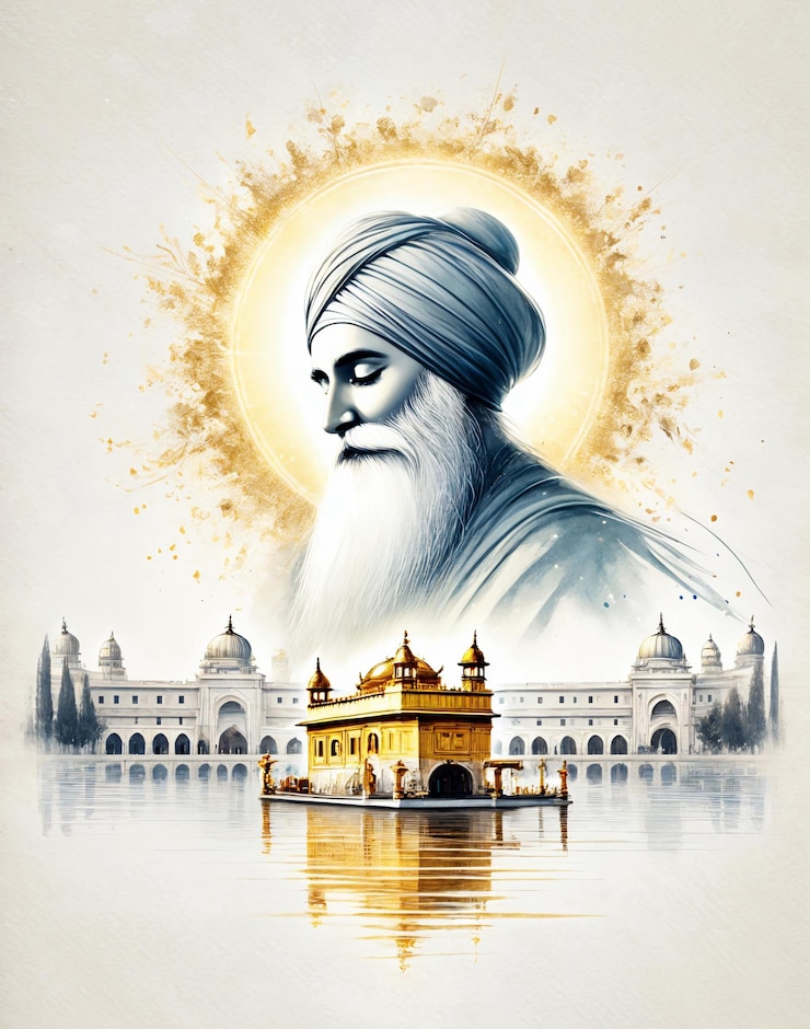 Zdjęcie ilustracja akwarelowa dla guru nanak jayanti