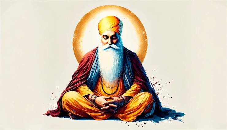 Zdjęcie ilustracja akwarelowa guru nanak