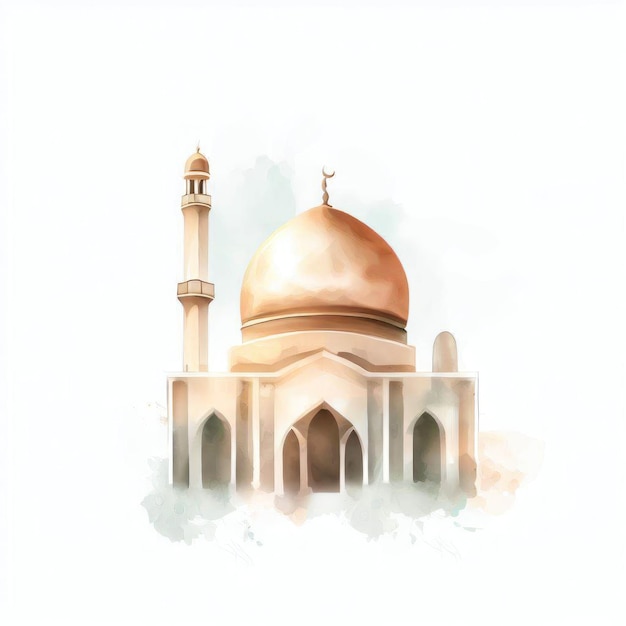 Ilustracja akwarelowa meczetu islamskiego Generatywna sztuczna inteligencja