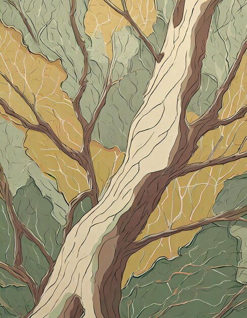 Ilustracja amerykańskiego drzewa sykomoru