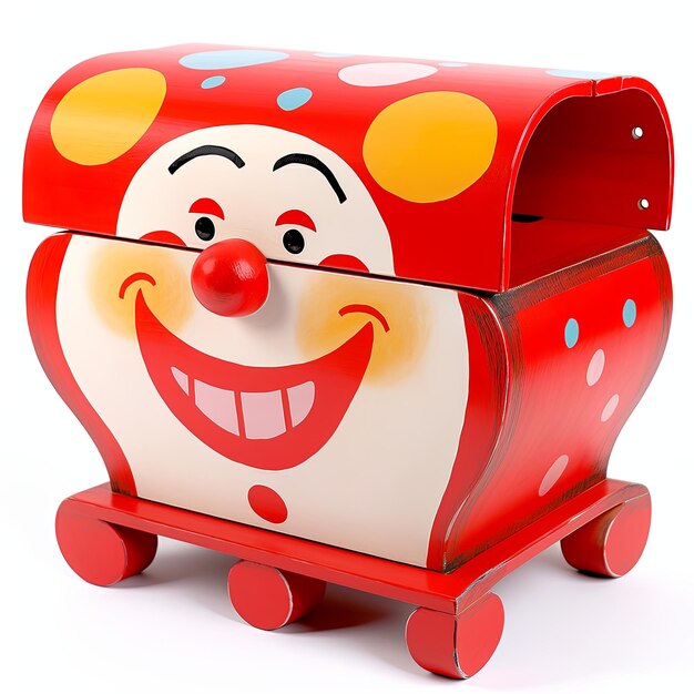 ilustracja April Fools Day klaun pudełko z zabawkami w czerwonym