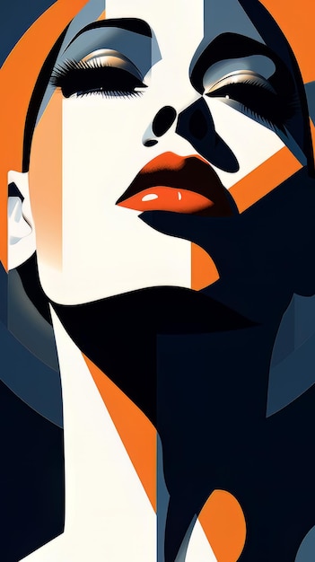 ilustracja art deco twarz kobiety