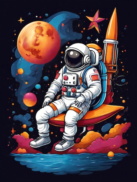 ilustracja astronauta z rakietą