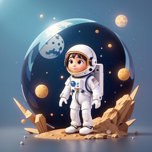 Ilustracja astronota lądującego na Księżycu