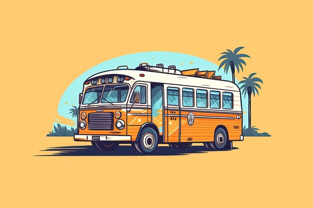 Ilustracja autobusu szkolnego Ilustracja transportu Generacyjna sztuczna inteligencja