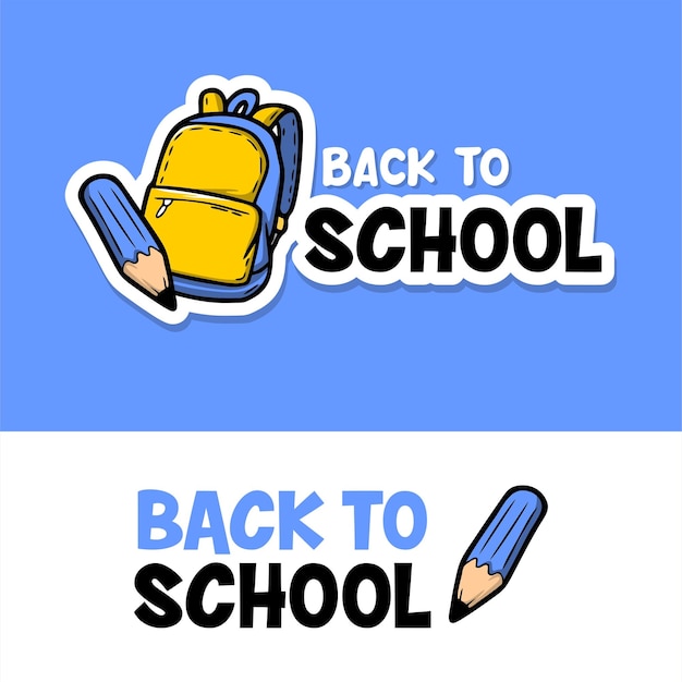Ilustracja Back to School Niebiesko-biały plakat z napisem Back to School