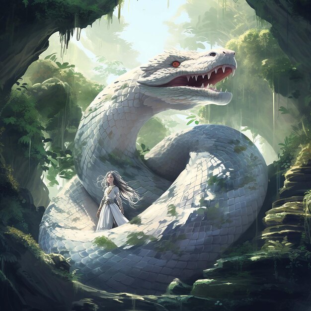 ilustracja białego węża