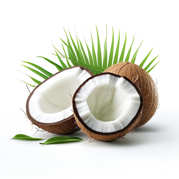 ilustracja biały bg świeży kokos