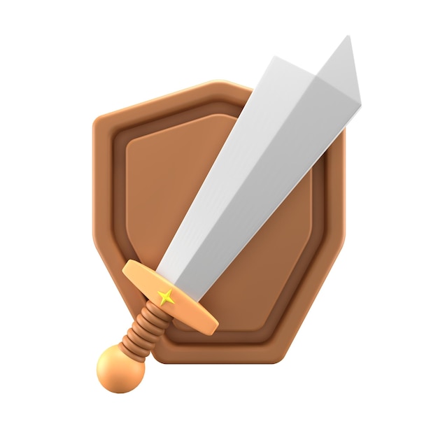 ilustracja blendera ikona 3D gra zasób miecz i tryb tarczy 2