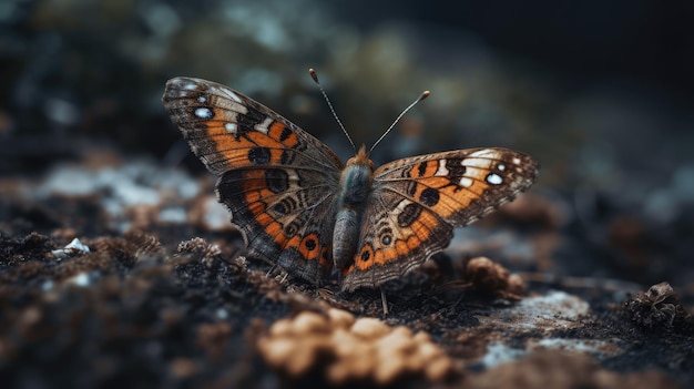ilustracja brązowego motyla w lesie