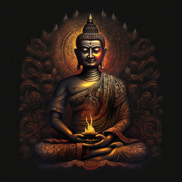 Ilustracja Buddy dla buddha purnima i dzień vesak Generative Ai