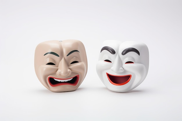 ilustracja Chińczyka nosi dwie całkowicie przeciwne maski Generacyjna ai