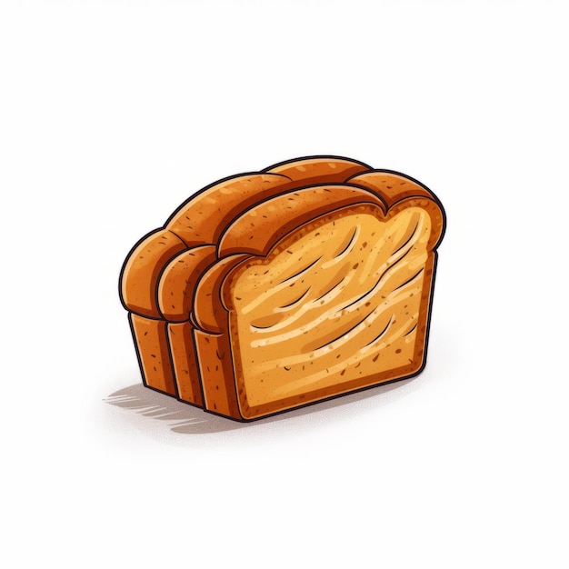 Ilustracja chleba śniadaniowego w stylu kreskówki na białym tle