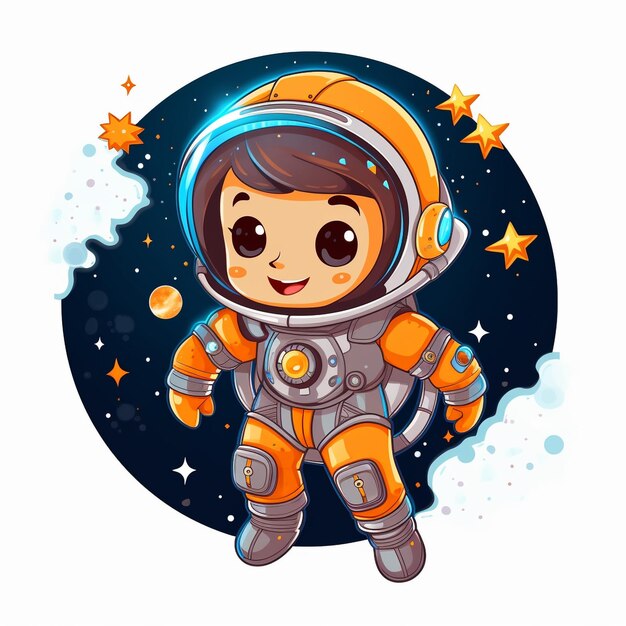 Ilustracja chłopca z kreskówki o eksploracji kosmosu astronauta