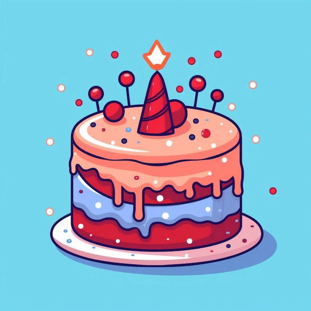 ilustracja ciasta urodzinowego z świecą na górze generatywny ai