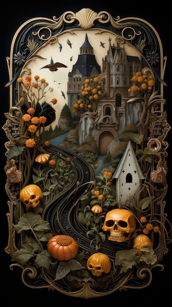 Ilustracja ciemnej atmosfery Halloween