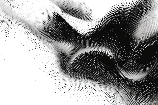 Ilustracja czarnych kropek jako fali na tle z dużą przestrzenią dla tekstu lub reklamy produktu Generatywna sztuczna inteligencja