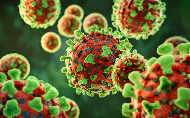 Ilustracja cząstek wirusa Nipah
