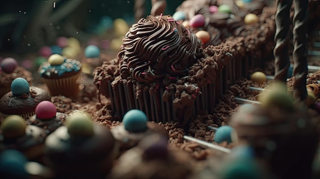 ilustracja czekoladowych ciasteczek w postaci unikalnych obiektów
