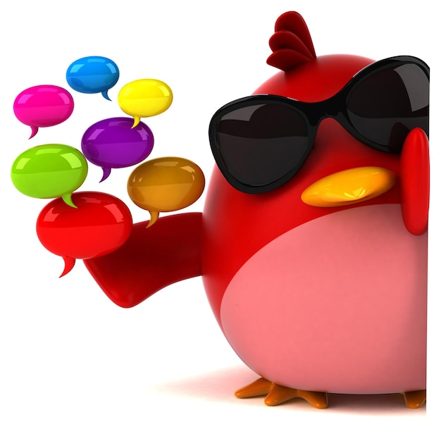 Ilustracja czerwony ptak 3D