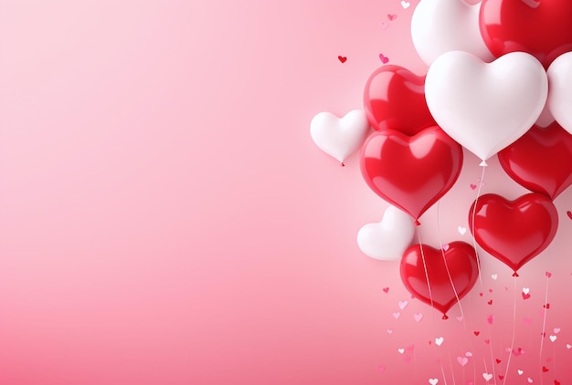 Ilustracja czerwonych i białych balonów na różowym tle