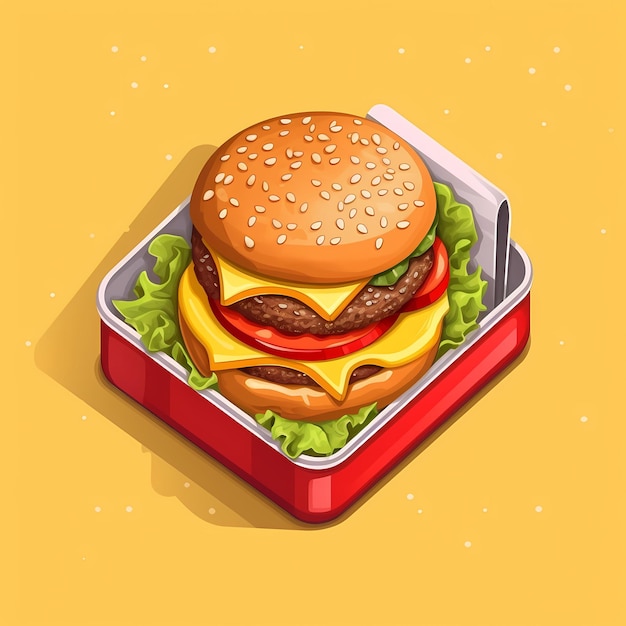 Ilustracja designu hamburgera pysznie wyglądającego hamburgera na pastelowym tle fast food czysta konstrukcja