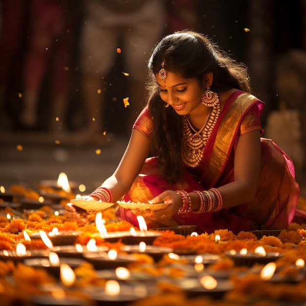 ilustracja Diwali, tradycyjnego indyjskiego festiwalu Diwali