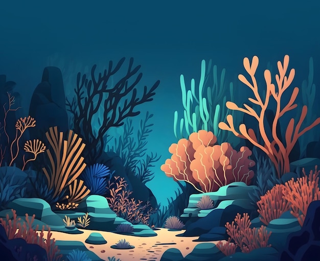 Ilustracja dna morskiego piękne tło morza kopia przestrzeń w centrum