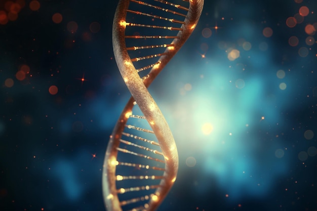 Ilustracja DNA z bliska nauka medyczna i technologia badania koncepcji tło