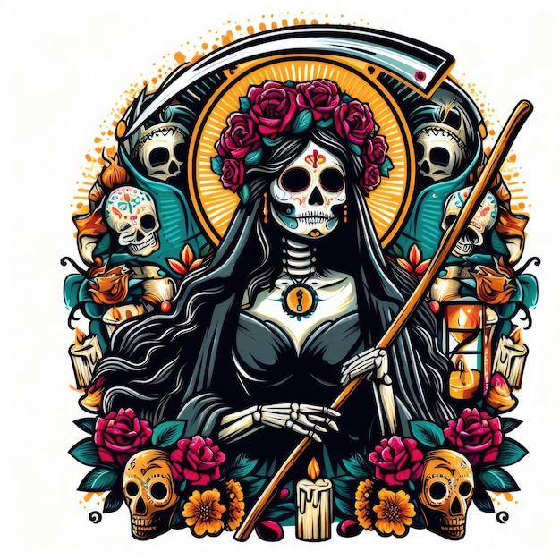 Ilustracja dnia śmierci dia de muertos