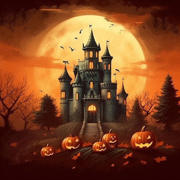 Ilustracja domu Halloween
