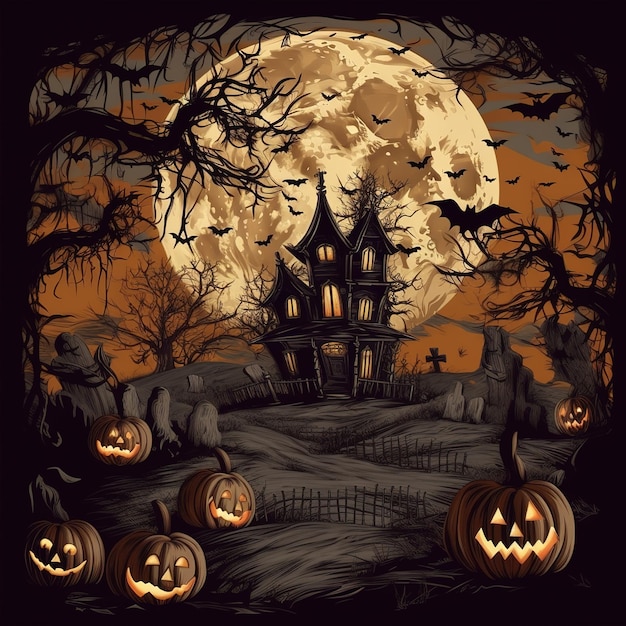 Ilustracja domu Halloween