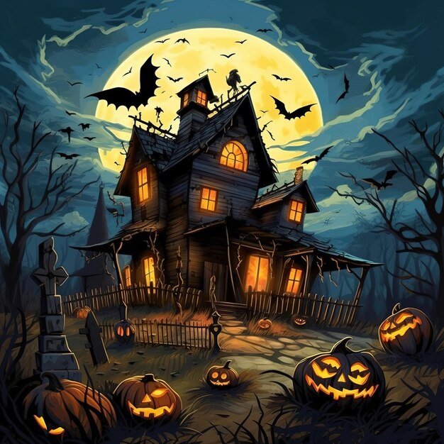 Ilustracja domu Halloween