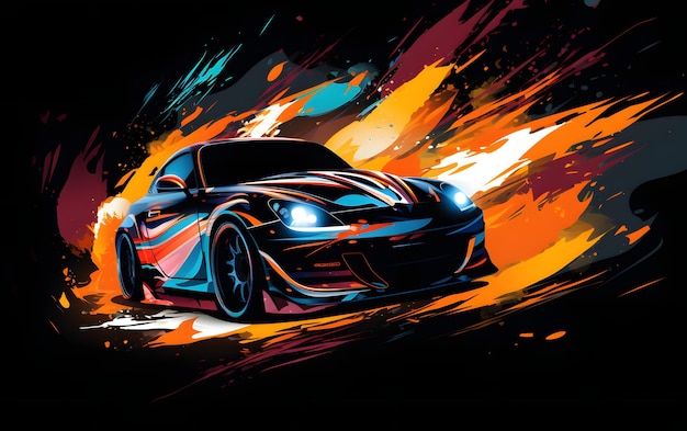 Ilustracja Drift samochód sportowy tła