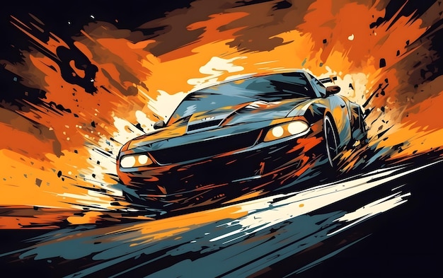 Ilustracja Drift samochód sportowy tła