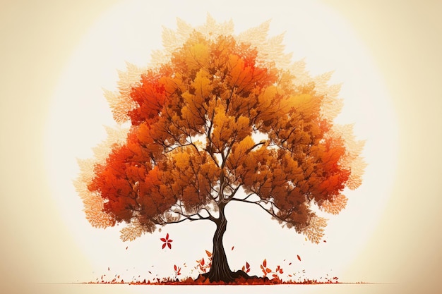 Ilustracja drzewa w sezonie jesiennym