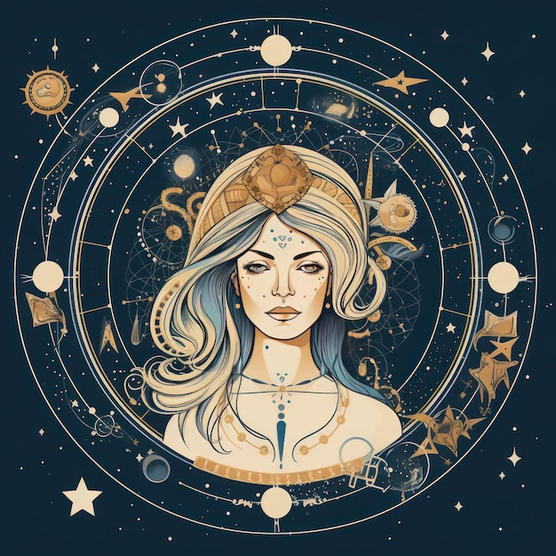 Ilustracja duchowej kobiety astrologii