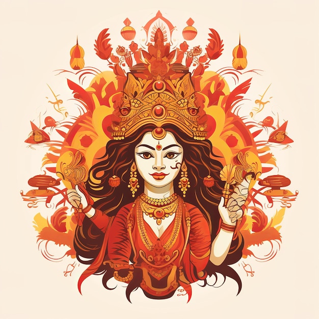 ilustracja Durga Puja znana również jako Durgotsava lub Sharodotsav