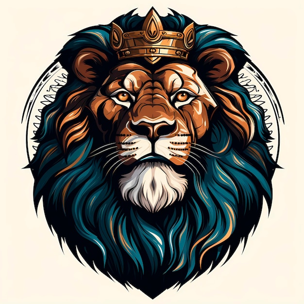 ilustracja dużego kociego zwierzęcia imponującego lwa z koroną