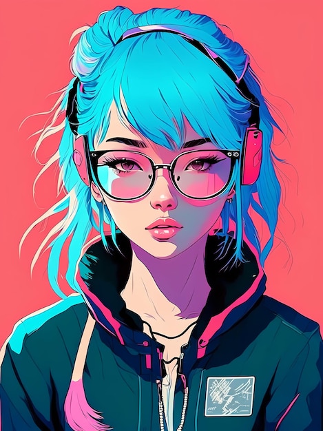 ilustracja dziewczyny anime cyberpunk